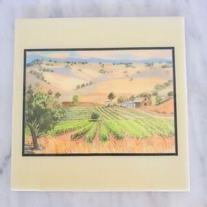 Vintage ARTiles ARTCO Ceramic Tile Wall Decor Golden Vinyard Hills C-53 Ellie